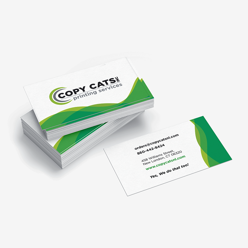 Various business cards of different colors