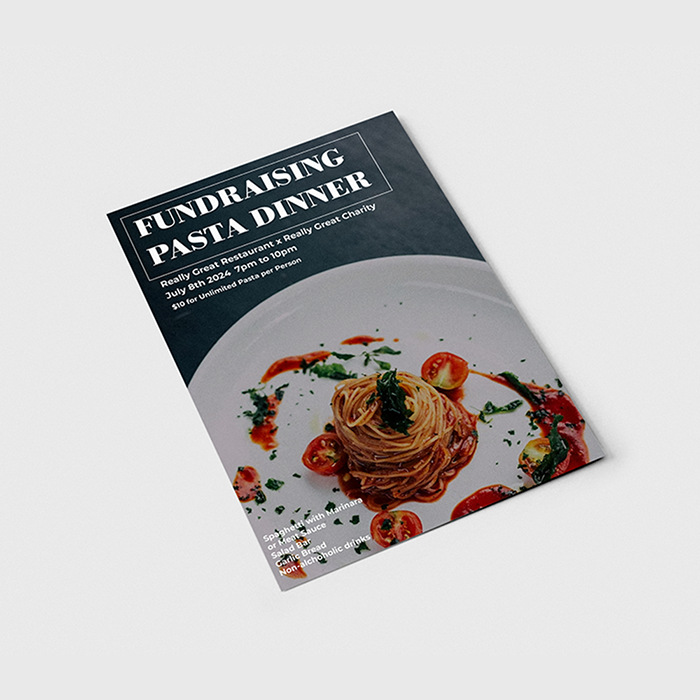 A custom printed flyer advertising an event