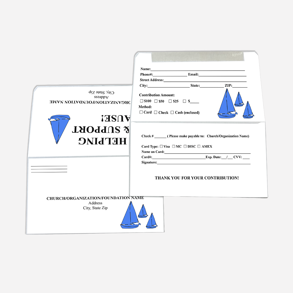 Two open remittance donation envelopes